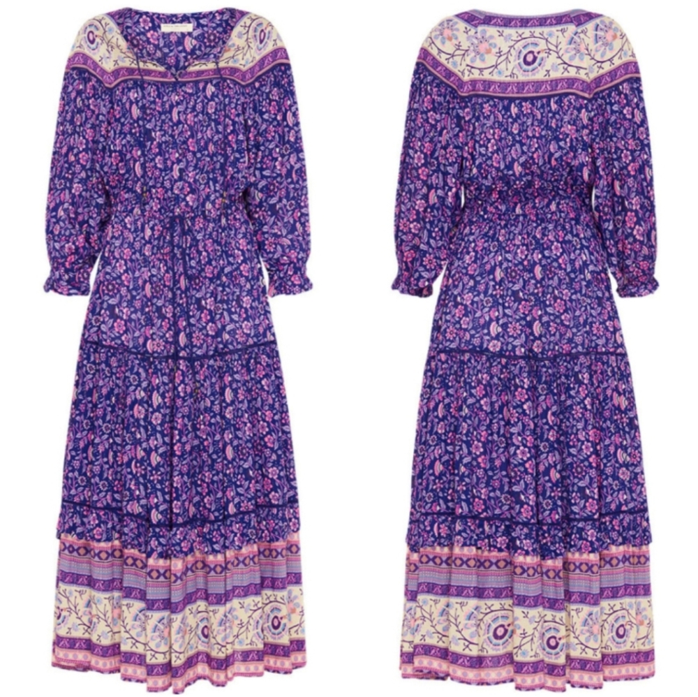 🔥LAST 1🔥NWT SPELL DAHLIA GOWN PURPLE HAZE - Picture 2 of 8